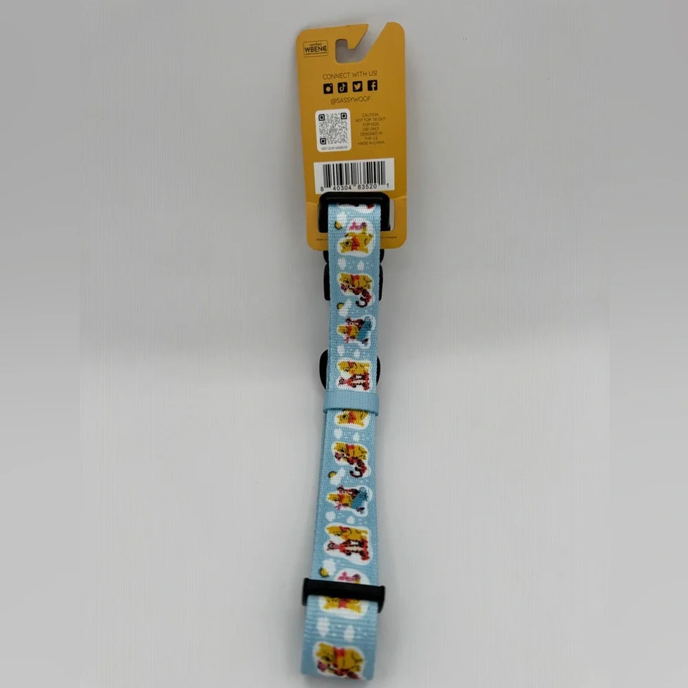 Disney Winnie the Pooh Blue Dog Collar, Sassy Woof, Size Large